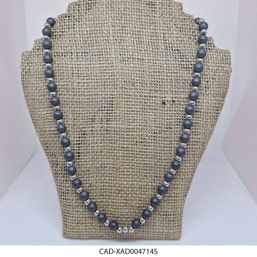 CAD-XAD004714S Cadena de Piedra Hematite y Acero Quirúrgico Diesel XAD004714S (Hombre)