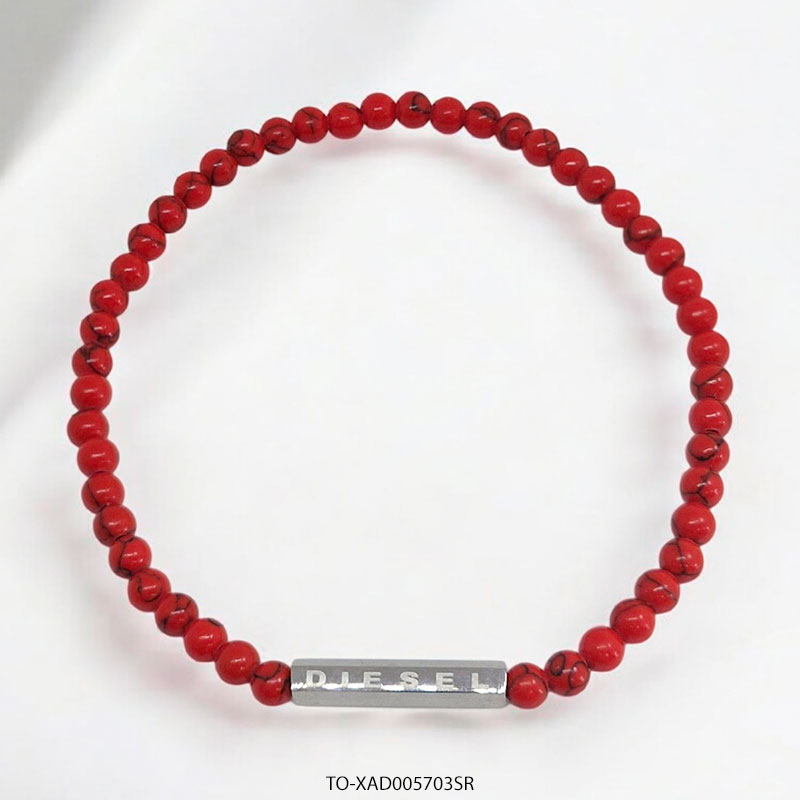 TO-XAD005703SR Tobillera de Acero y Piedra Roja Diesel XAD005703SR